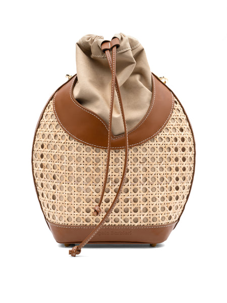 WICKER AND LEATHER CAMEL TULIP