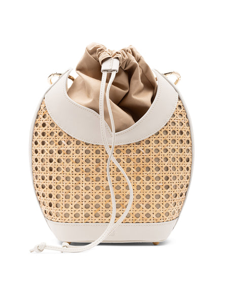 WICKER AND LEATHER MILKY WHITE TULIP
