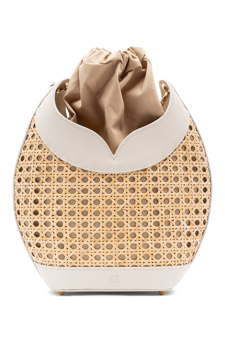 WICKER AND LEATHER MILKY WHITE TULIP