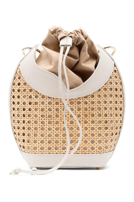 WICKER AND LEATHER MILKY WHITE TULIP